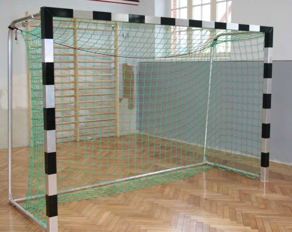 2 Stck. Hallenhandballtore 3x2 m, freistehend, mit feststehenden Netzbügeln